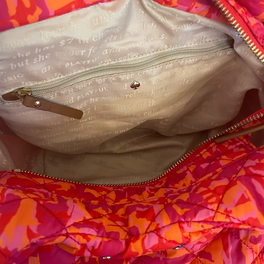 KATE SPADE Quilted Nylon Top Handle / Shoulder Bag w Storybook Lining - Picture 11 of 13
